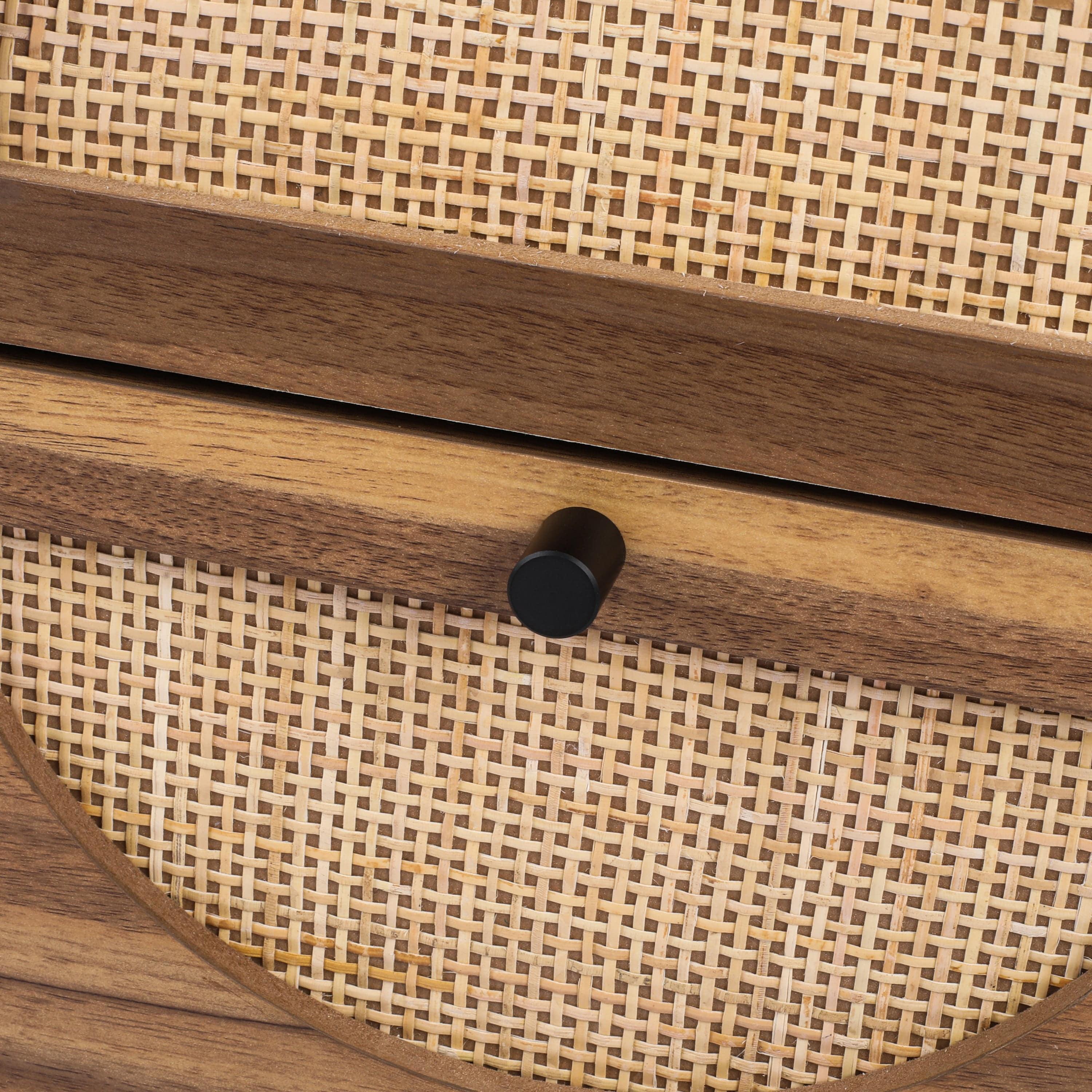 Shop Natural rattan,2 Drawer side table,Display Rack for Bedroom and Living Room,Nightstand Side Table Bedroom Storage Drawer Bedside End Table Mademoiselle Home Decor