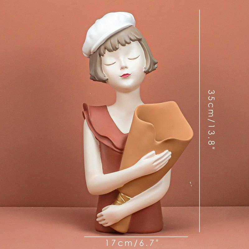 Shop 0 C -Vase ARTLOVIN Modern Balloon Girl Sculptures Resin Figurines Bust Vase Gold Tray Storage For Cabinet Living Room Decor Birthday Gifts Mademoiselle Home Decor