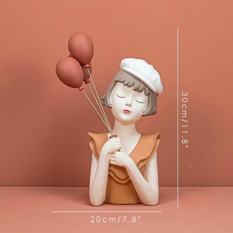 Shop 0 B -Balloon ARTLOVIN Modern Balloon Girl Sculptures Resin Figurines Bust Vase Gold Tray Storage For Cabinet Living Room Decor Birthday Gifts Mademoiselle Home Decor