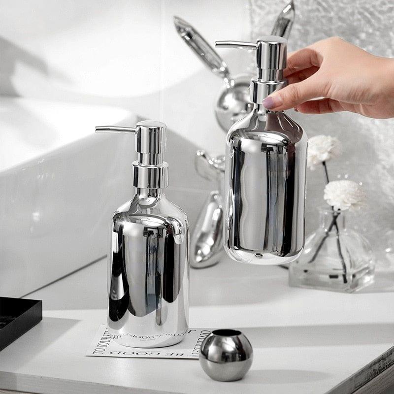 Shop 0 500/300ml Silver Plating Soap Sanitizer Bottle Refillable Shampoo Shower Gel Soap Dispenser for Bathroom Kitchen Accessories Mademoiselle Home Decor