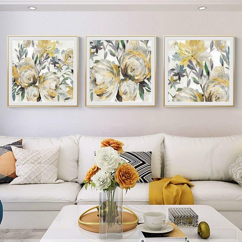 Shop 0 Scandinavian Abstract Flower Canvas Painting Yellow Plant Leafs Posters and Prints Wall Art Pictures for Living Room Decoration Mademoiselle Home Decor