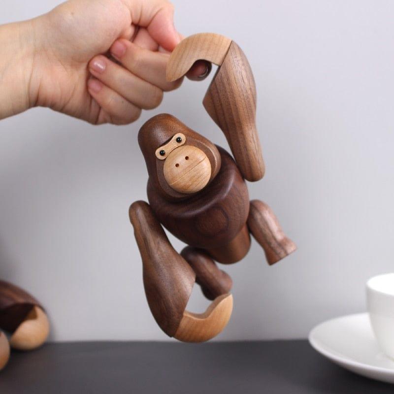 Shop 0 Walnut wood Gorilla Room decor statue Cartoon wooden artwork Carving Model For Home Office Decoration craft Modern cute figurine Mademoiselle Home Decor