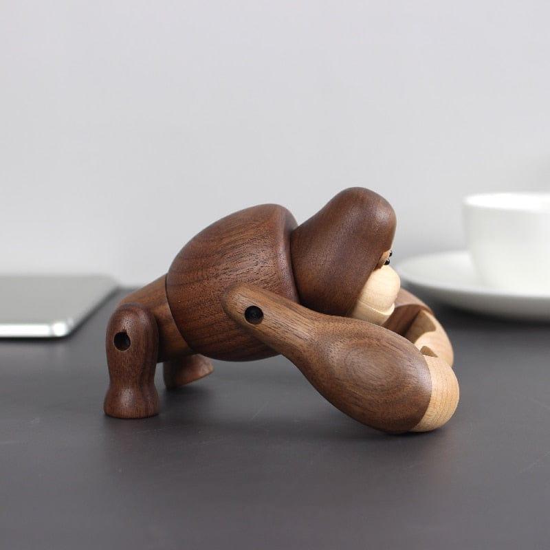 Shop 0 Walnut wood Gorilla Room decor statue Cartoon wooden artwork Carving Model For Home Office Decoration craft Modern cute figurine Mademoiselle Home Decor