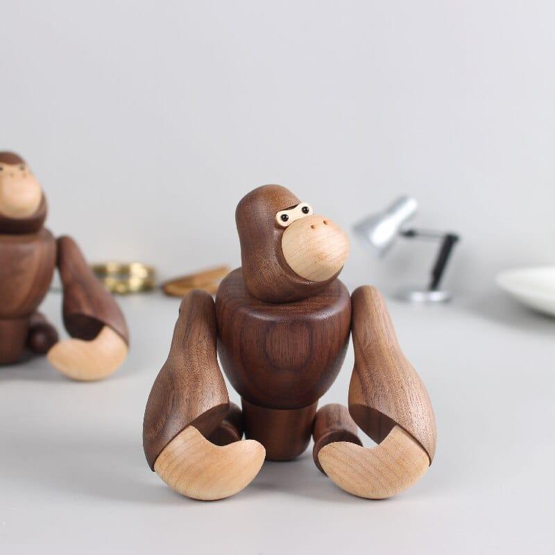 Shop 0 Walnut wood Gorilla Room decor statue Cartoon wooden artwork Carving Model For Home Office Decoration craft Modern cute figurine Mademoiselle Home Decor