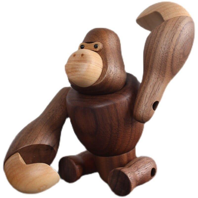 Shop 0 Walnut wood Gorilla Room decor statue Cartoon wooden artwork Carving Model For Home Office Decoration craft Modern cute figurine Mademoiselle Home Decor