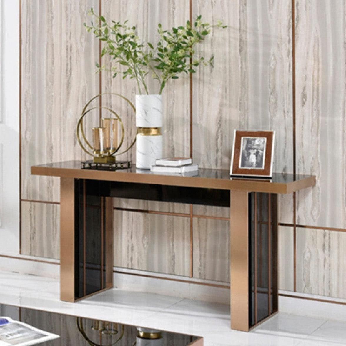 Shop Nova Domus Cartier Modern Black & Rosegold Console Table Mademoiselle Home Decor