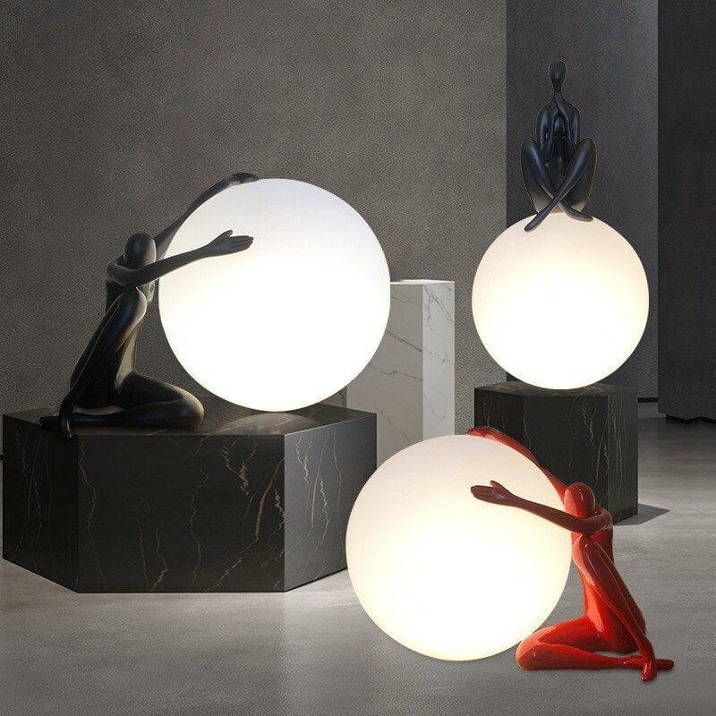 Shop 0 Nordic Round Ball Humanoid Moon Table Lamp Creative Hold The Ball Desk Lamp Living Room Bedroom Desk Bedside Lamp Dimming Led Mademoiselle Home Decor