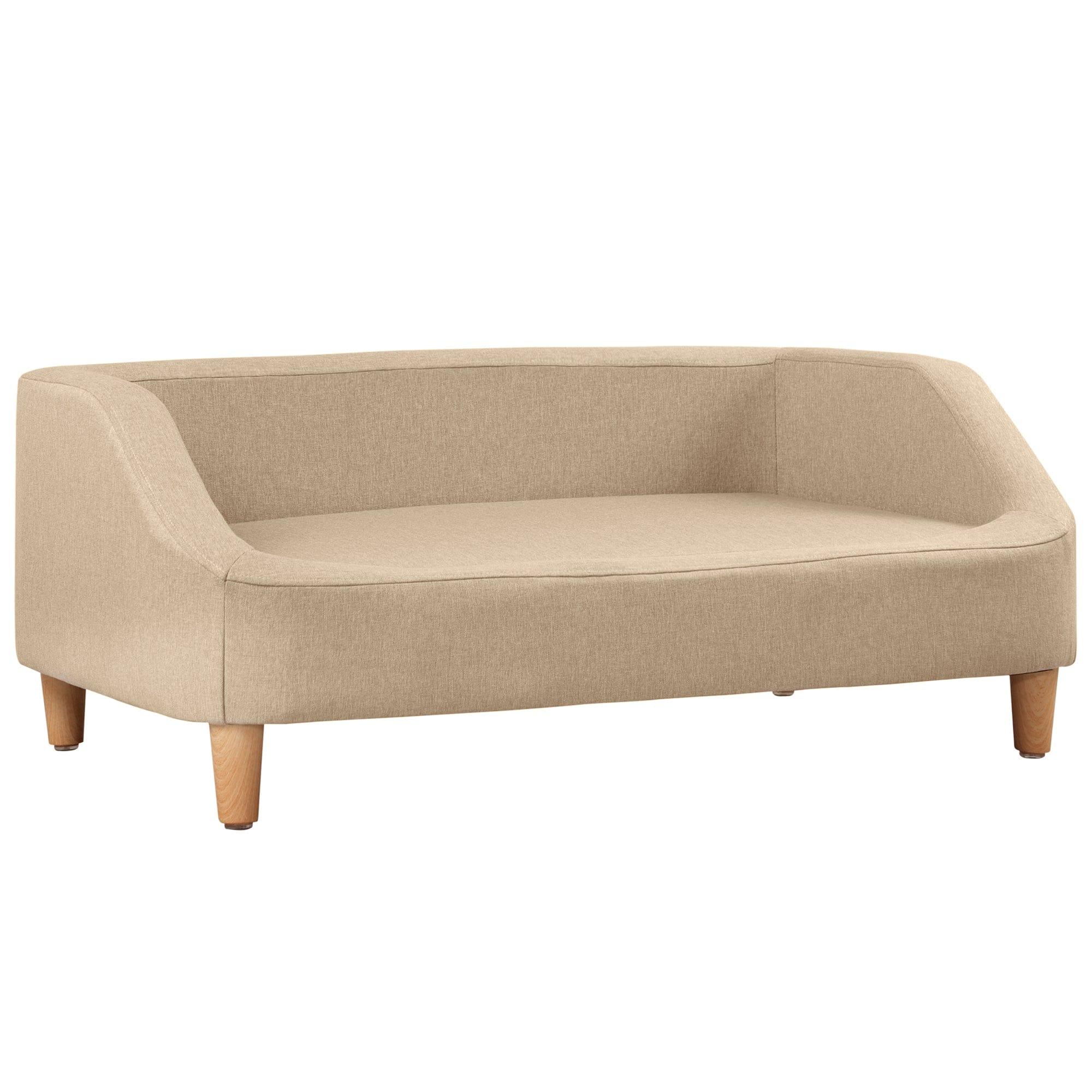 Shop 37" Beige Pet Sofa, Dog Sofa, Cat sofa, Cat Bed, Pet Bed, Dog Bed, Cat Bed, rectangle sofa with movable cushion, with wood style foot Mademoiselle Home Decor