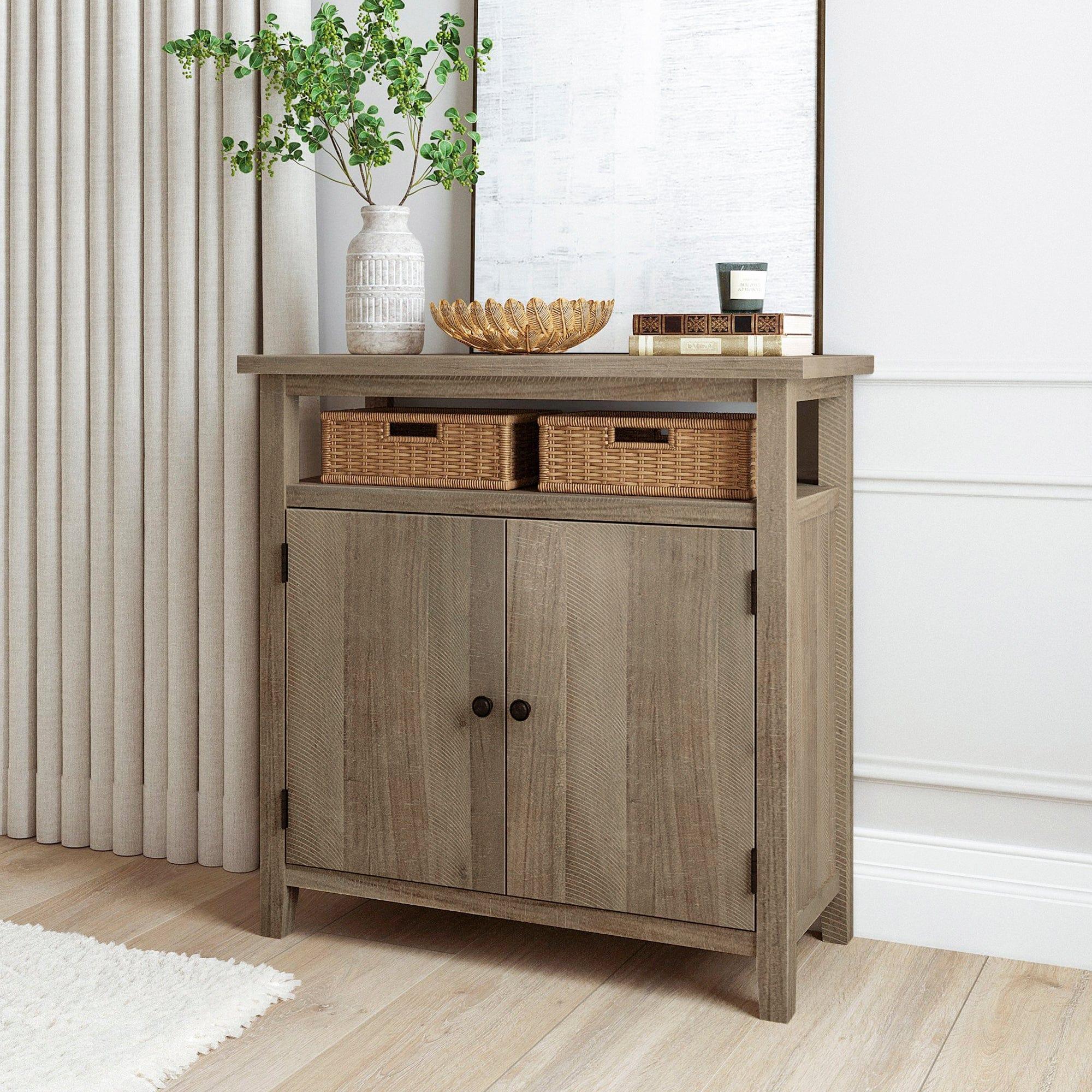 Shop Xavier Rough Sawn Wash Wood Console Cabinet Mademoiselle Home Decor