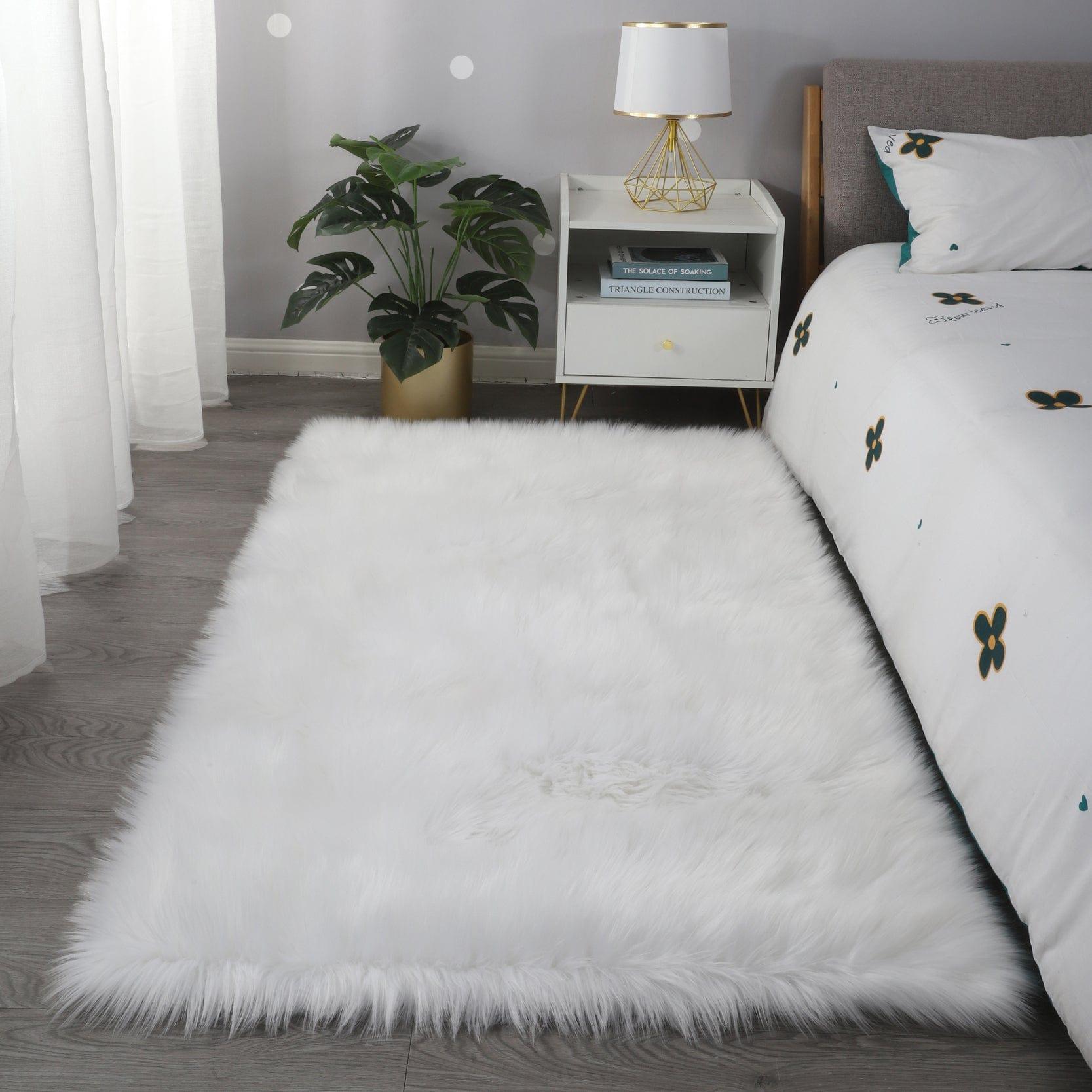 Shop Herzegovina White Faux Fur Rug Mademoiselle Home Decor