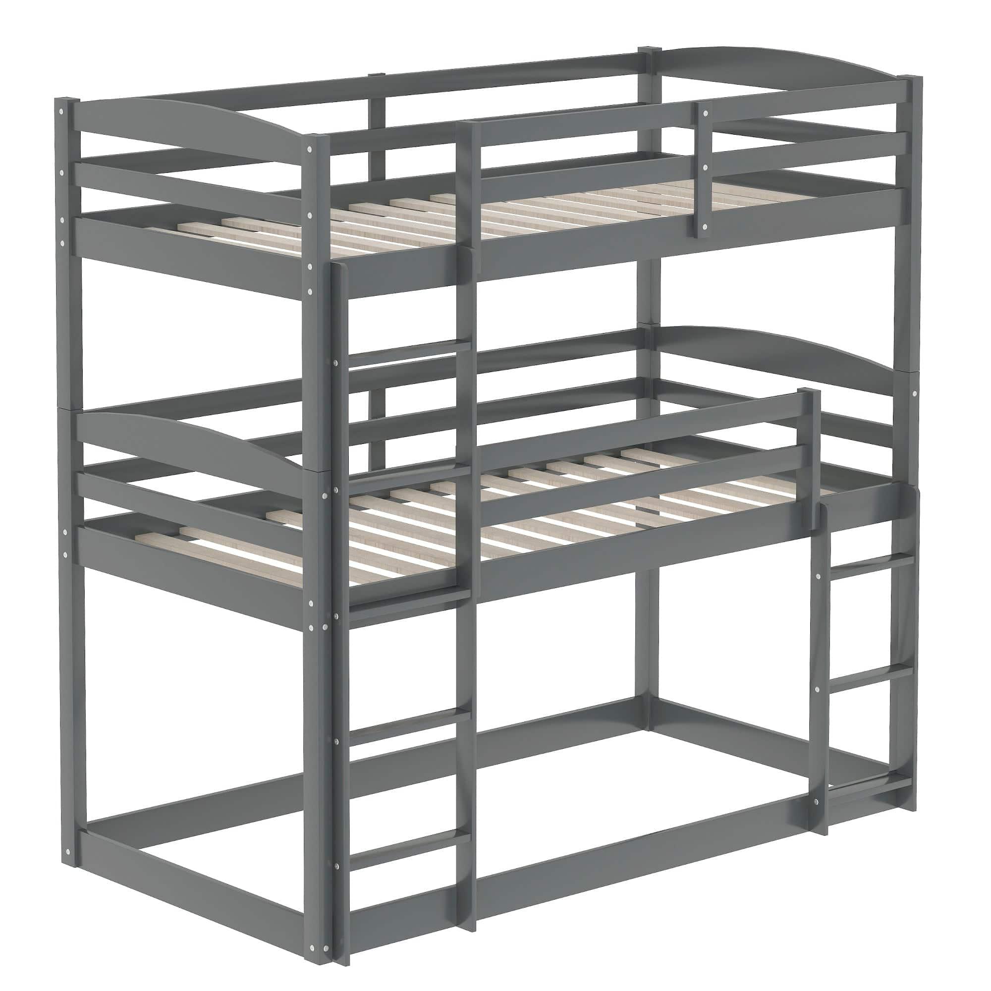 Shop Twin over Twin over Twin Triple Bunk Bed,Gray Mademoiselle Home Decor