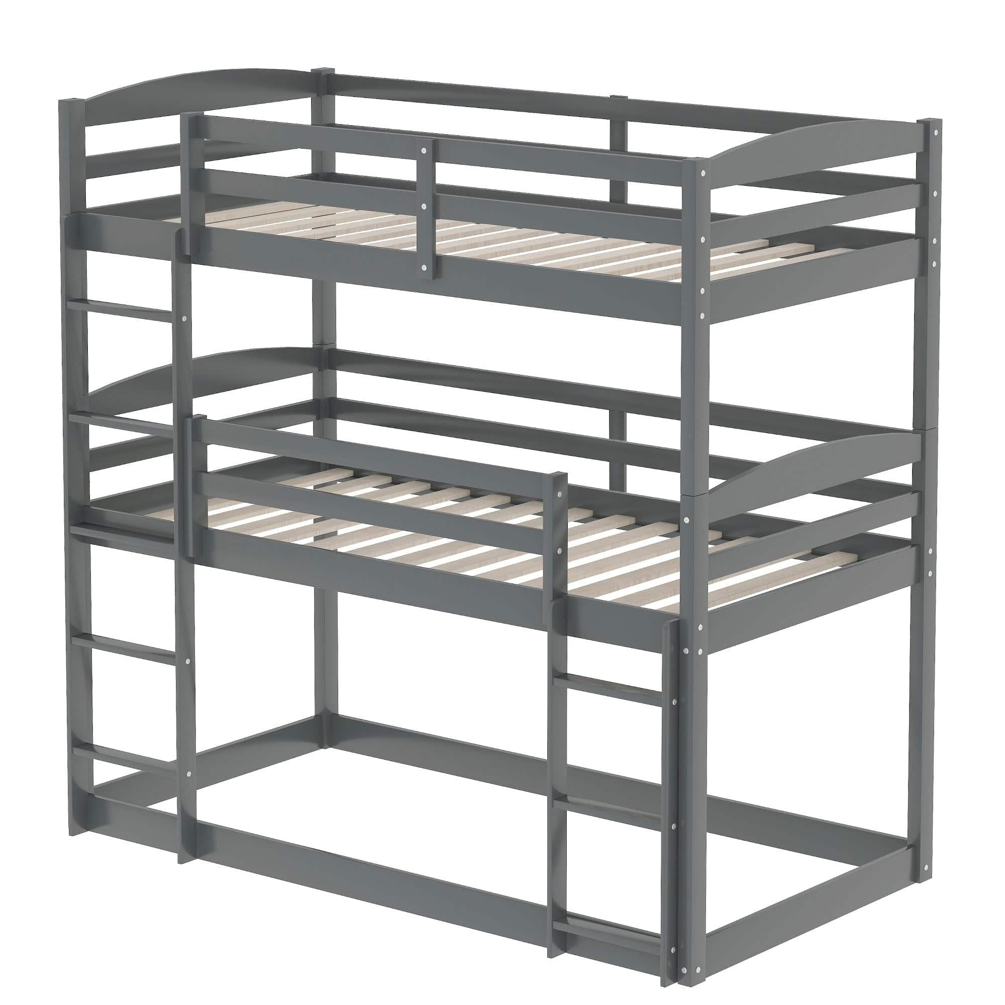 Shop Twin over Twin over Twin Triple Bunk Bed,Gray Mademoiselle Home Decor