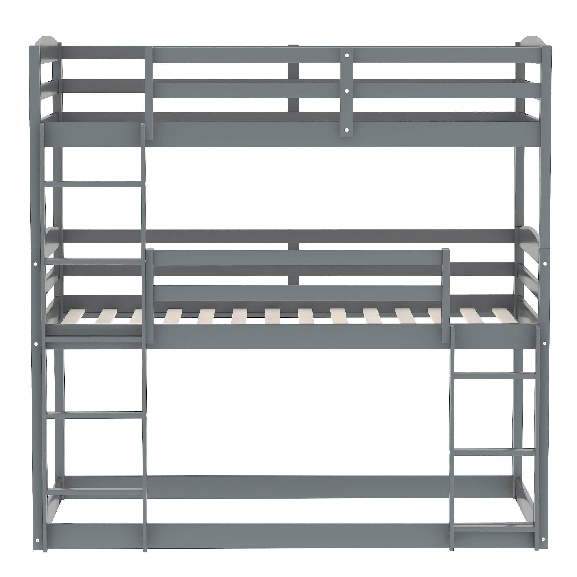 Shop Twin over Twin over Twin Triple Bunk Bed,Gray Mademoiselle Home Decor