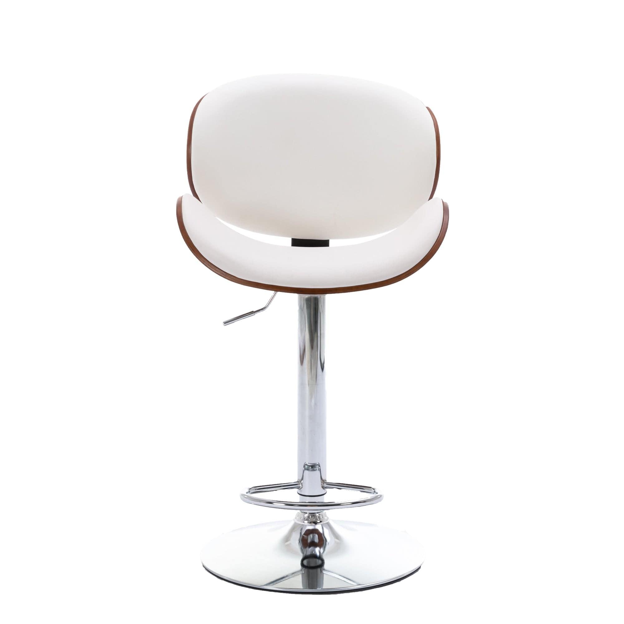 Shop HengMing Bentwood Adjustable Bar Stools , Upholstered Swivel Barstool, white PU Leather Barstools (Set of 2) Mademoiselle Home Decor