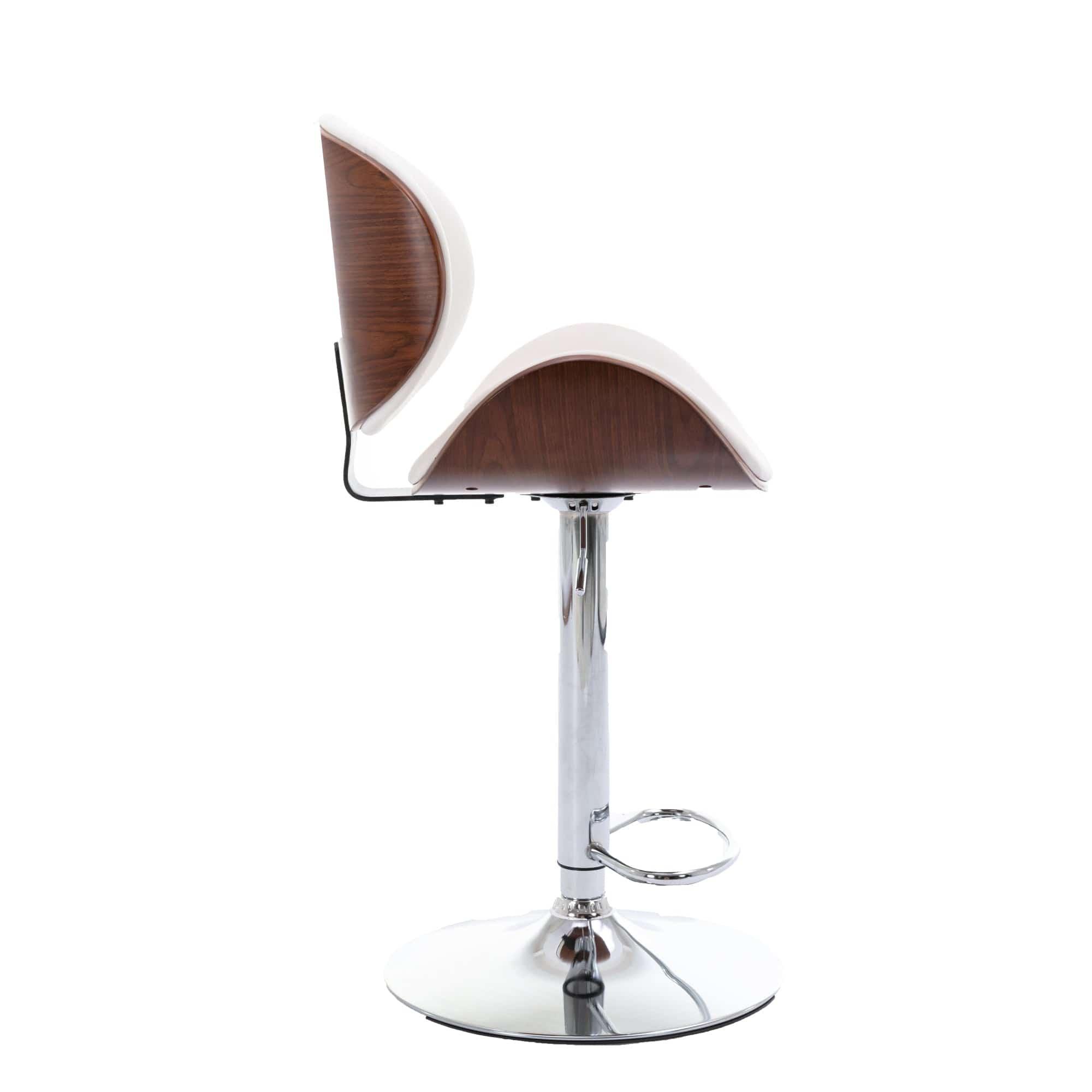 Shop HengMing Bentwood Adjustable Bar Stools , Upholstered Swivel Barstool, white PU Leather Barstools (Set of 2) Mademoiselle Home Decor