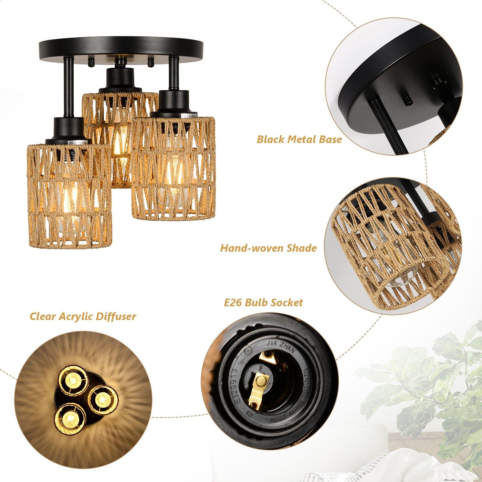 Shop 3-Lights Boho Flush Mount Light Mademoiselle Home Decor