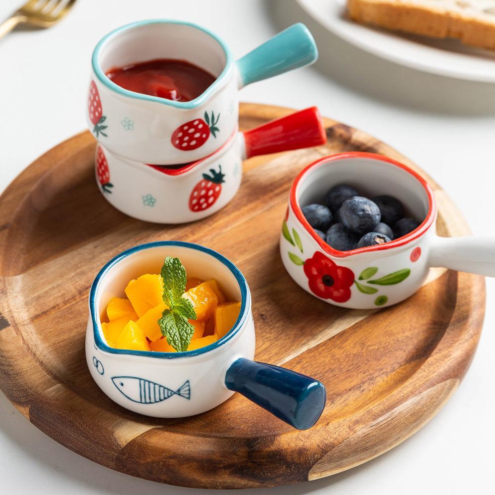 Shop 0 Ceramic Mini Milk Cup With Handle Japanese Milk frothing Jugs Coffee Sugar Milk Pot Strawberry Floral Pattern Kitchen Cookware Mademoiselle Home Decor