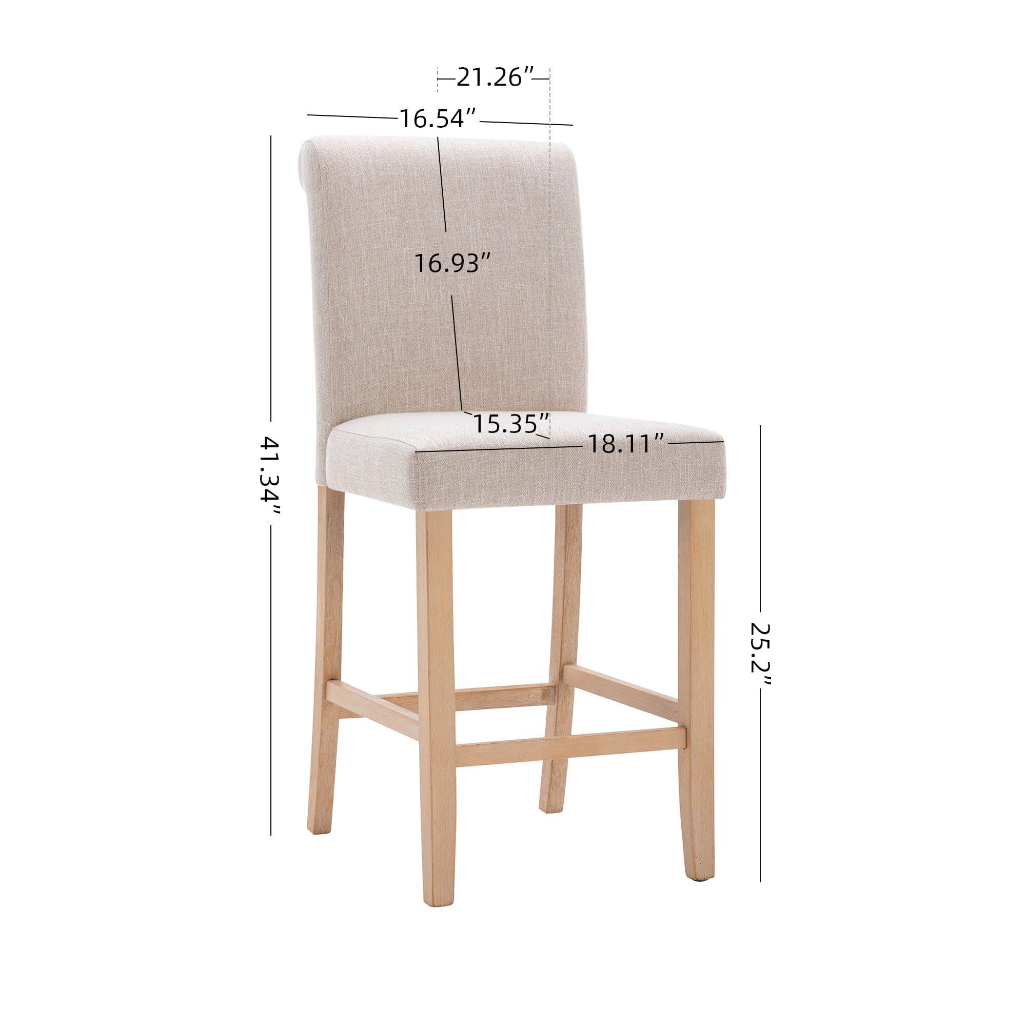 Shop Hengming Set of 2 Bar Stools Soft Cushions with Solid Wood Legs(Beige) Mademoiselle Home Decor