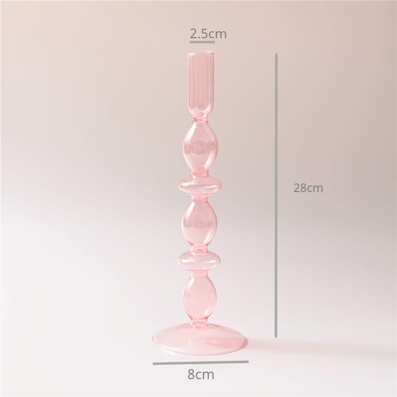 Shop 0 Pink 2ring Pink Glass Candle Holder Taper Candlesticks Holder Wedding Table Centerpieces Nordic Home Decoration Mademoiselle Home Decor