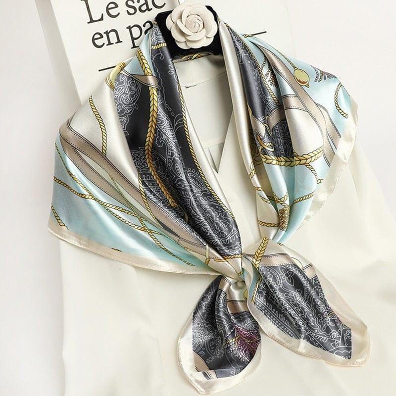 Shop 0 90*90cm Women Scarf Silk Feeling Hair Neck Square Brand Office bandanna muffler Waiter Flight Attendants Handkerchief Rings wrap Mademoiselle Home Decor