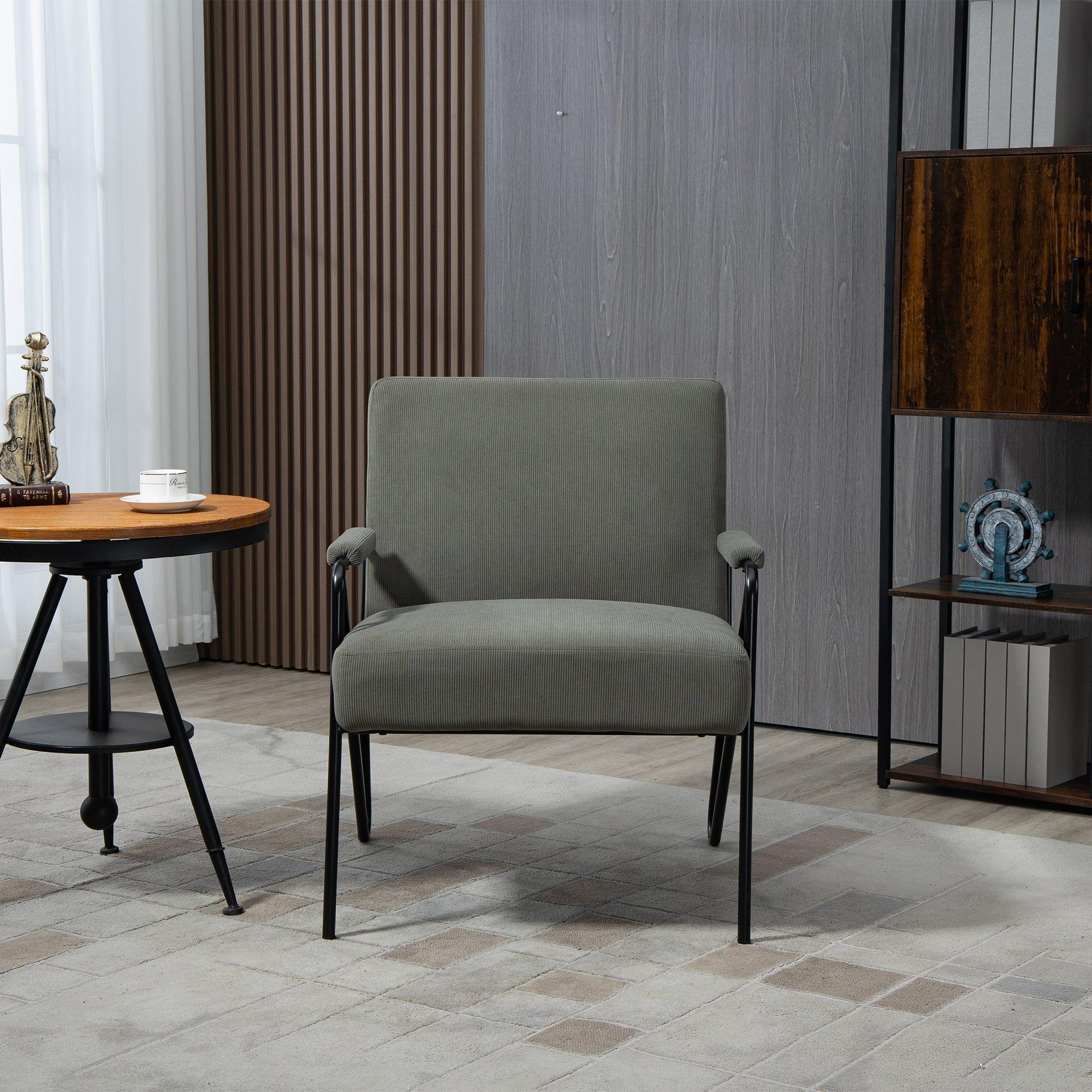 Shop Mid-Century Accent Chair with Upholstered Cushion and Metal Frame Comfy Arm Chair for Living Room Bedroom Office, Lime Green Mademoiselle Home Decor