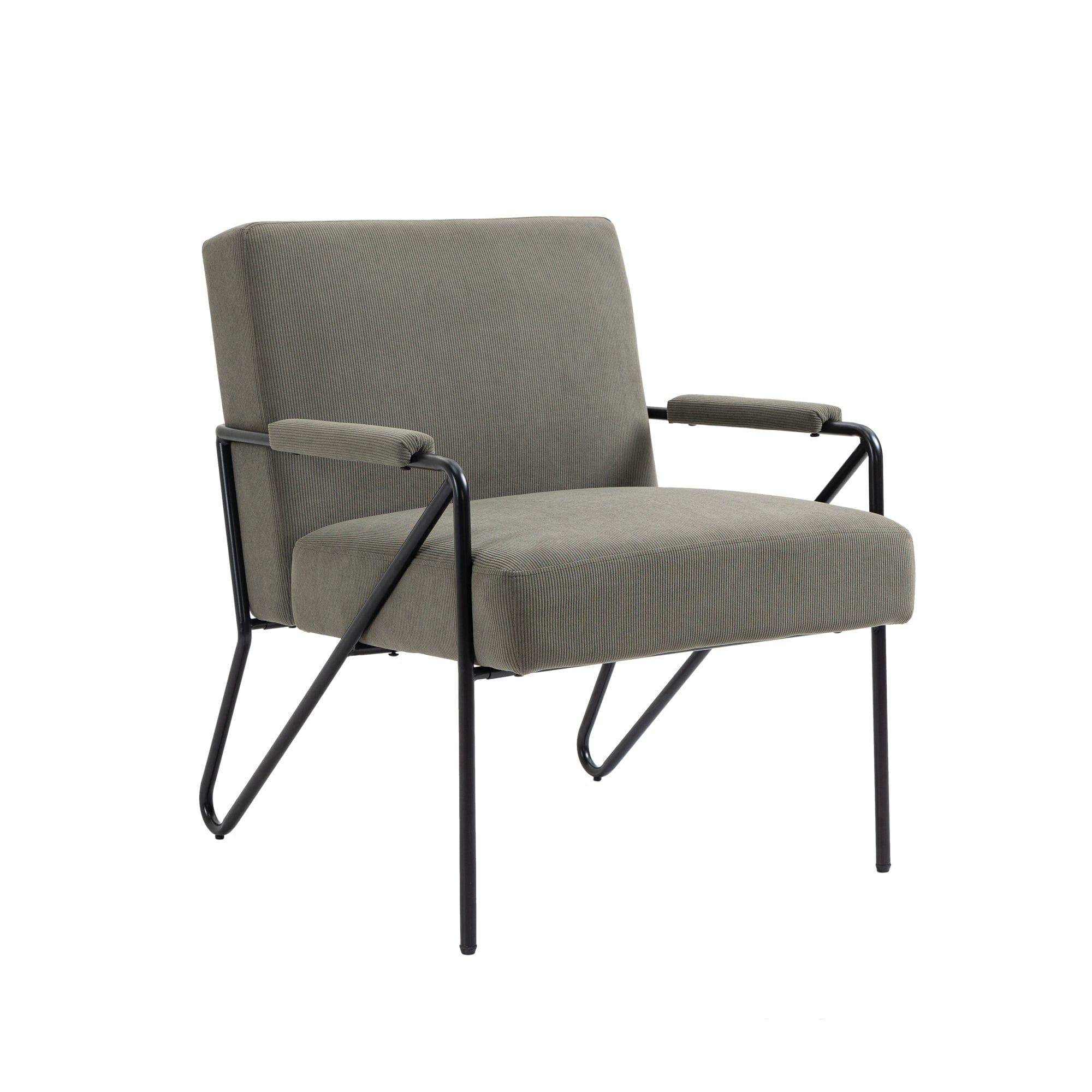 Shop Mid-Century Accent Chair with Upholstered Cushion and Metal Frame Comfy Arm Chair for Living Room Bedroom Office, Lime Green Mademoiselle Home Decor