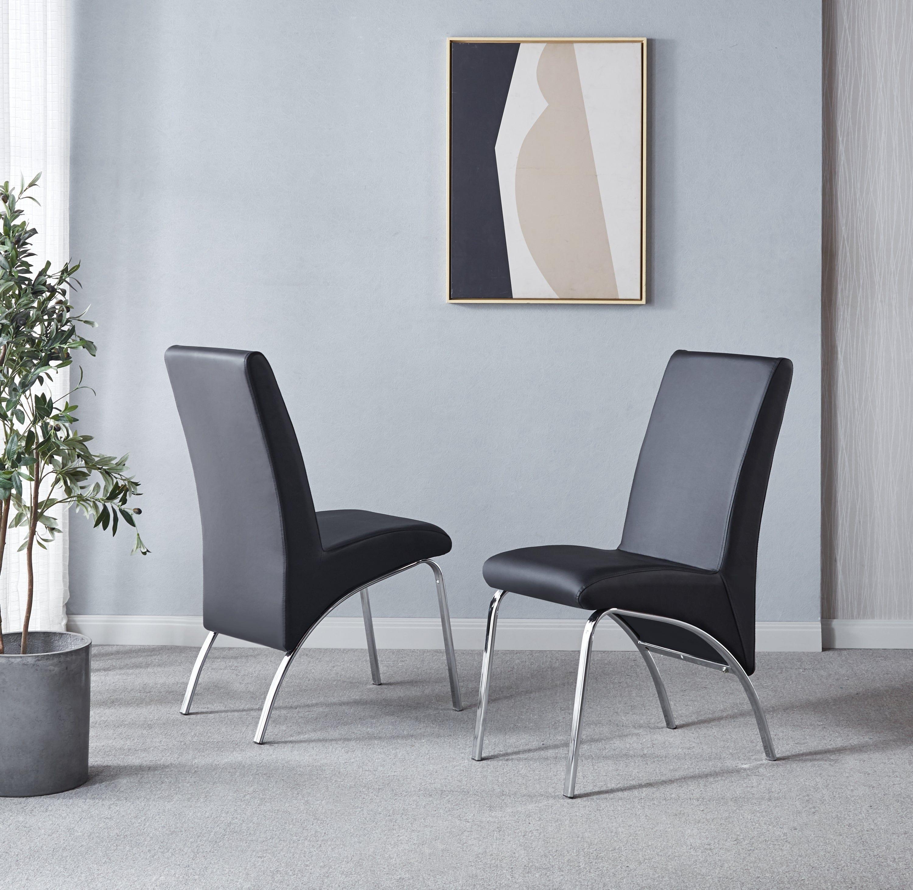 Shop Modern Leatherette Dining Chair with Silver Metal Legs Set of 2 Mademoiselle Home Decor