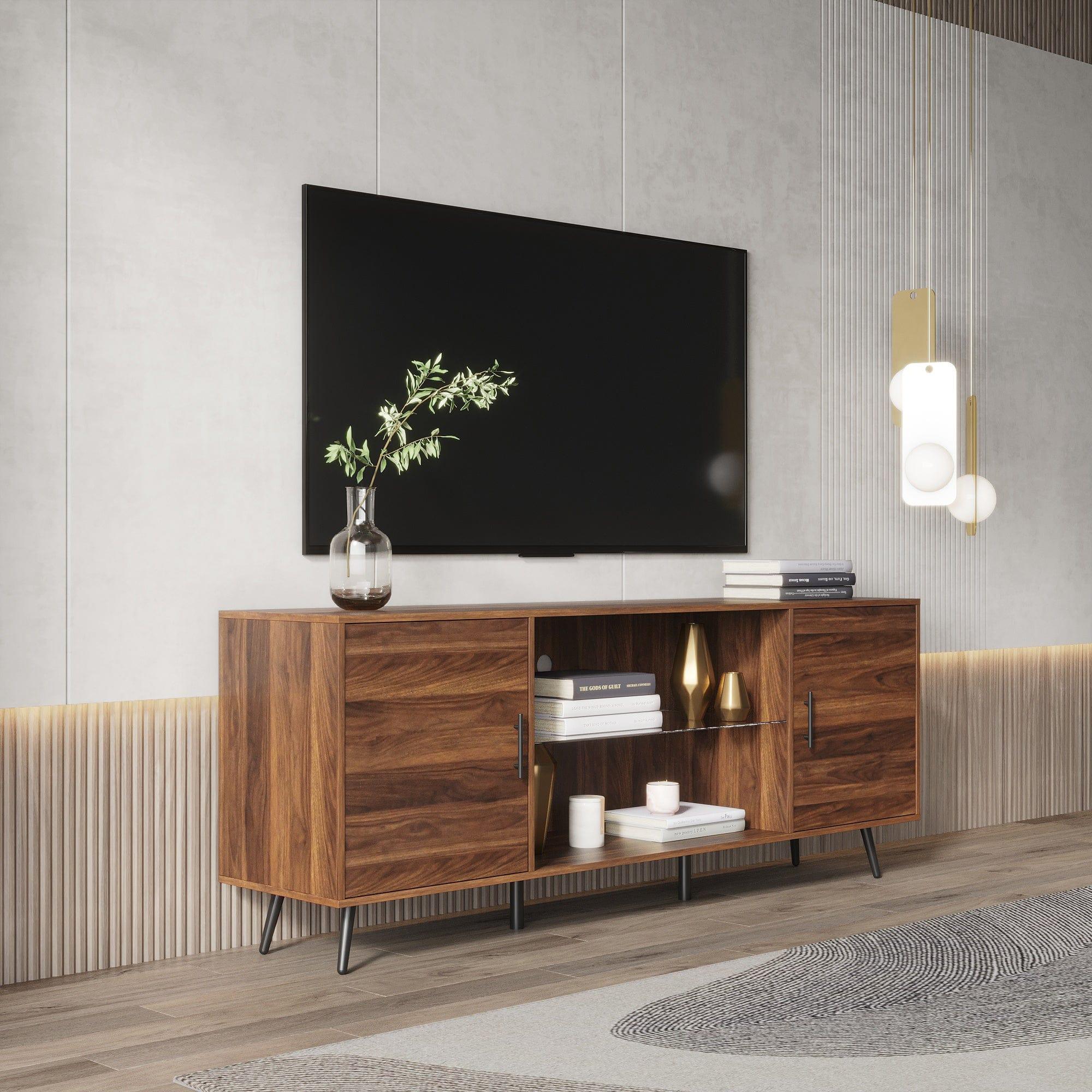 Shop TV Stand Mid-Century Wood Modern Entertainment Center Adjustable Storage Cabinet TV Console for Living Room Mademoiselle Home Decor