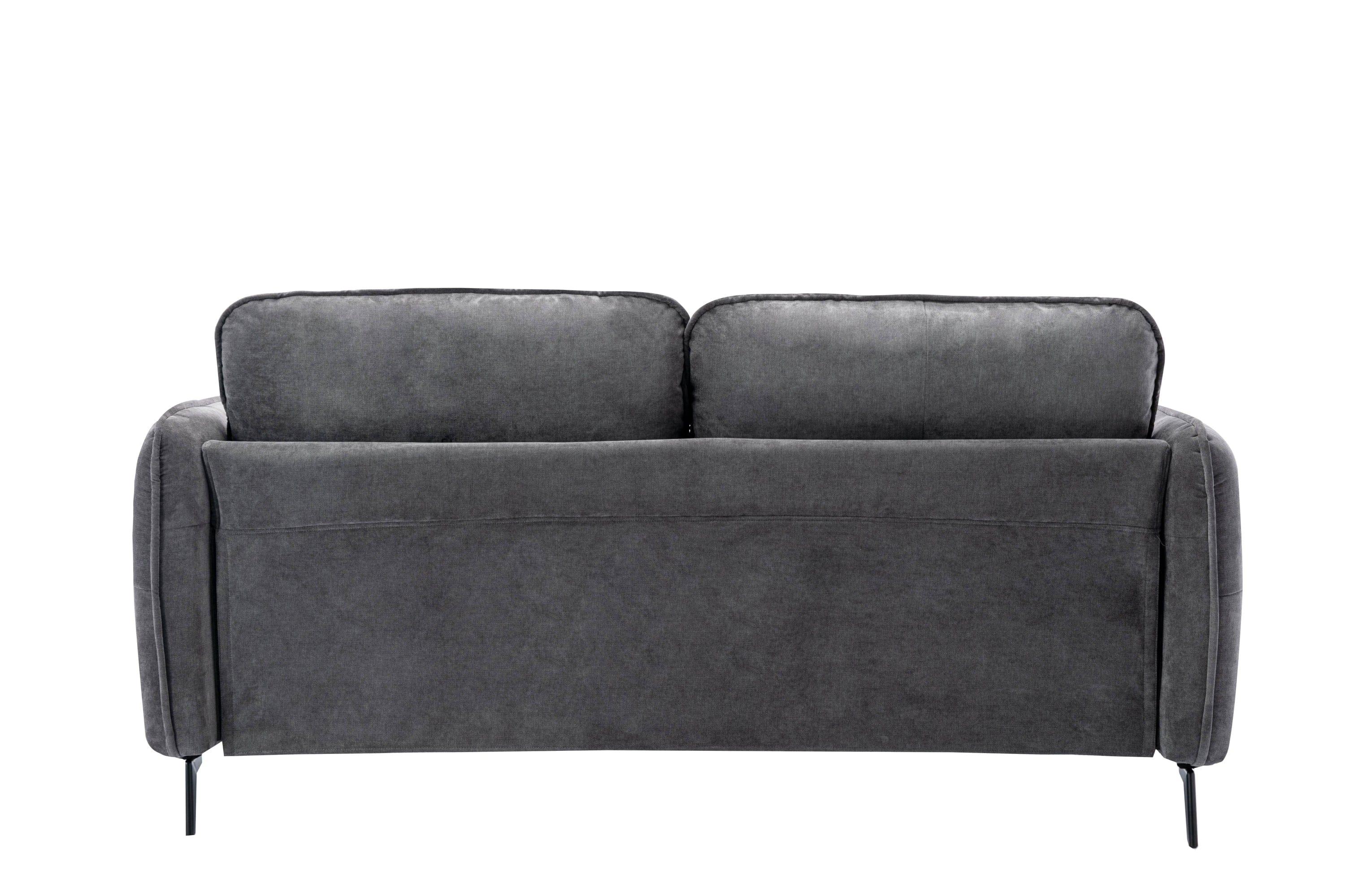 Shop Contemporary Gray Fabric Upholstered 1pc Sofa Button-Tufted and Cushion Seat Black Metal Legs Living Room Furniture Mademoiselle Home Decor