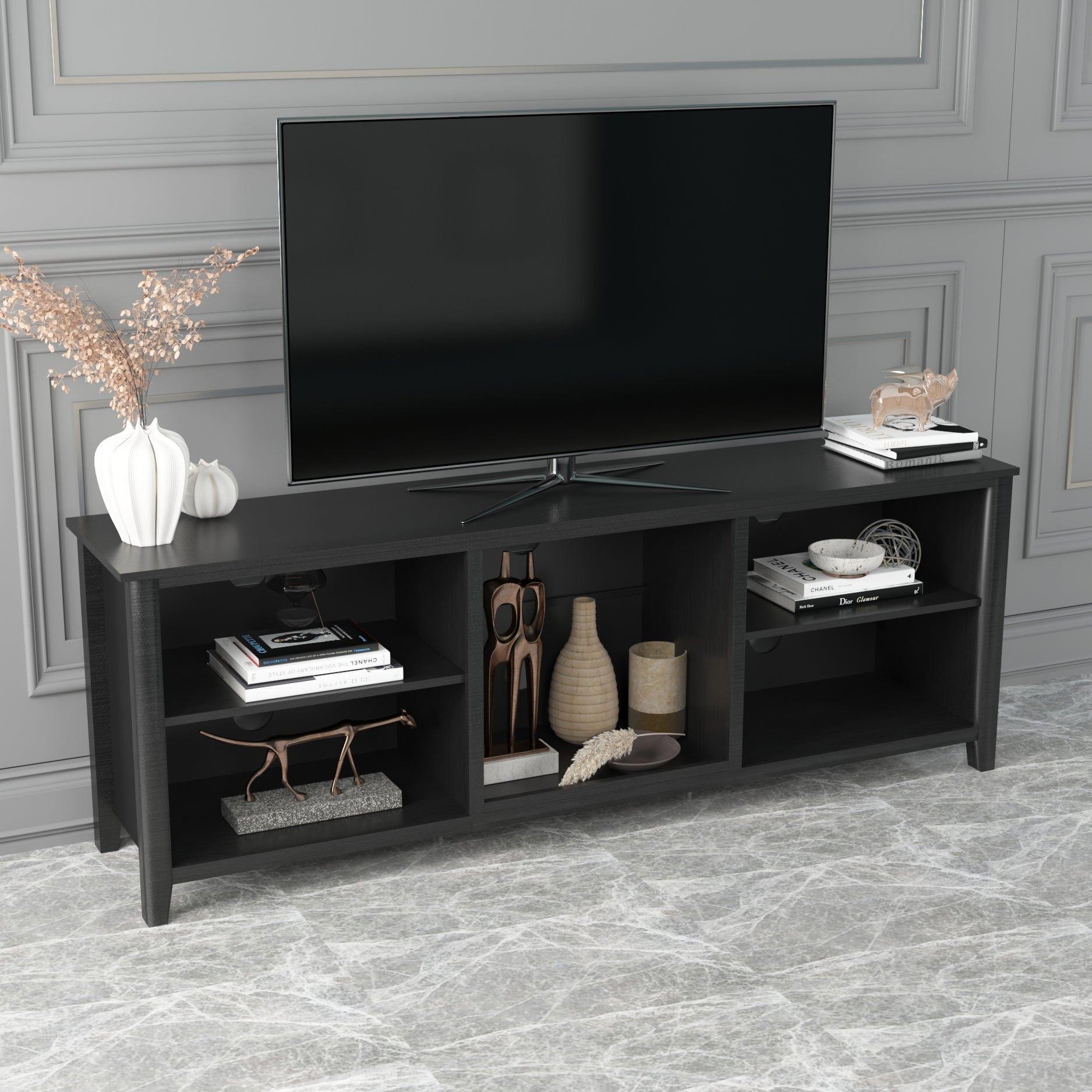 Shop TV Stand Storage Media Console Entertainment Center,Tradition Black,wihout drawer Mademoiselle Home Decor