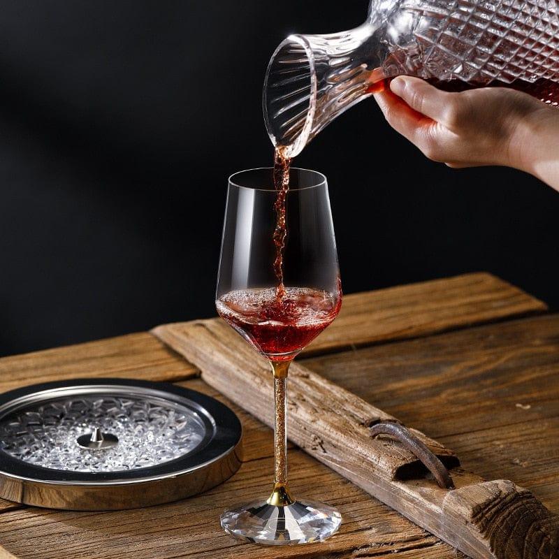 Shop 0 Crystal glass top spin decanter personalized mirror carved red wine tumbler net red the same high-end suit Wine decanter Mademoiselle Home Decor