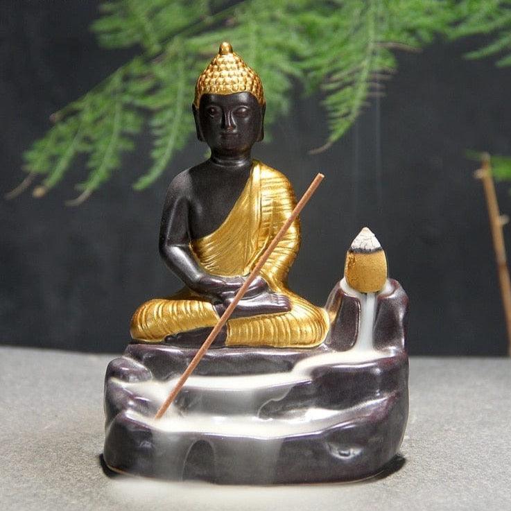 Shop 0 Golden Lord Buddha Backflow Incense Burner Stick Holder Stand Buddhism Hand Crafts Censer Home Office Temple Decoration Mademoiselle Home Decor