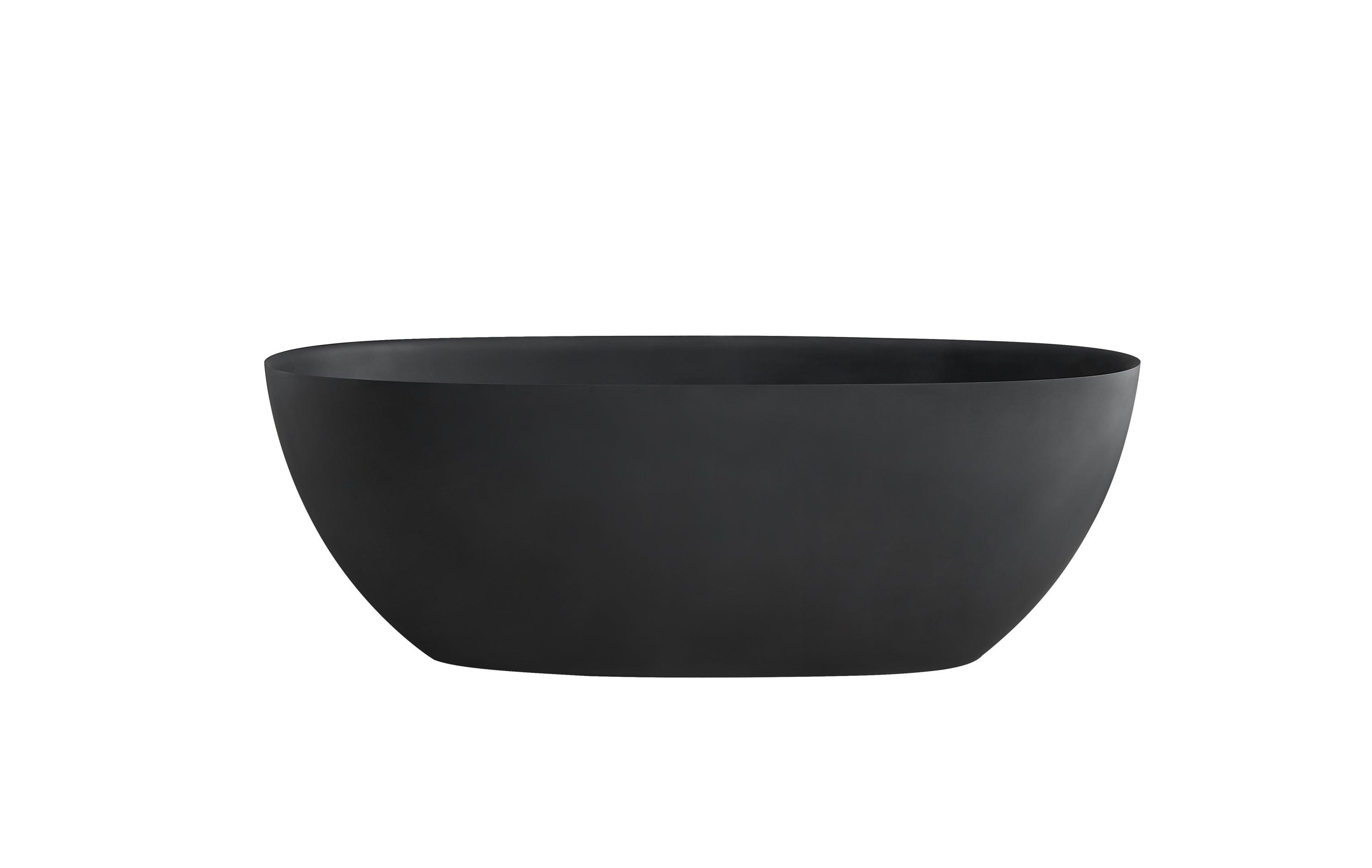 Shop 65'' x 29.5'' Freestanding Bathtoom Soaking Artificial Stone Solid Surface Bathtub 1650MM Black Mademoiselle Home Decor