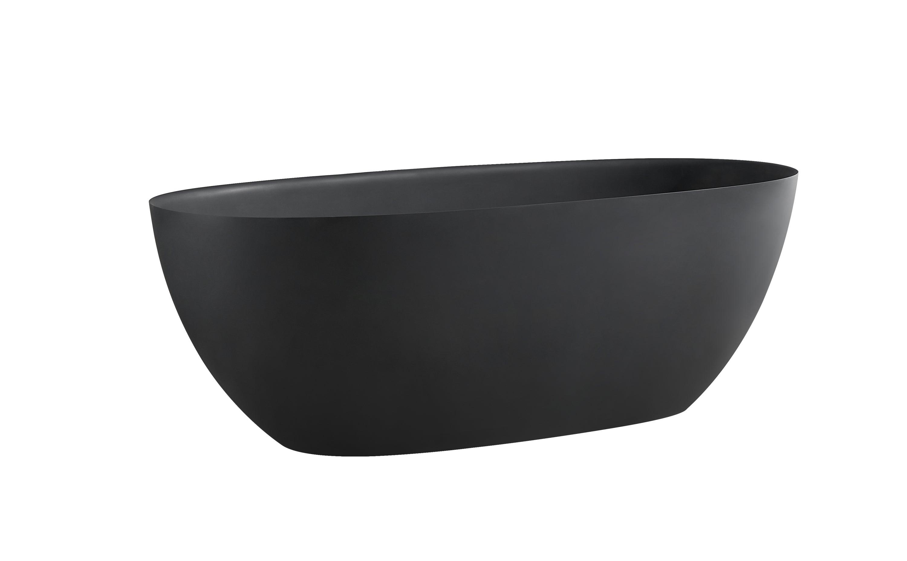Shop 65'' x 29.5'' Freestanding Bathtoom Soaking Artificial Stone Solid Surface Bathtub 1650MM Black Mademoiselle Home Decor