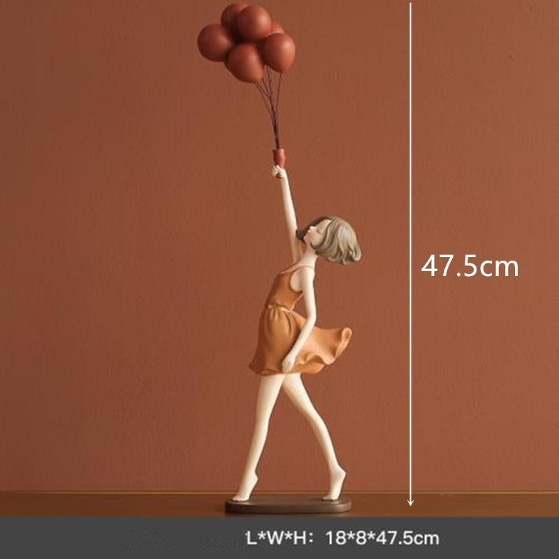 Shop 200042147 Girl with balloon - Orange Kiko Sculpture Mademoiselle Home Decor