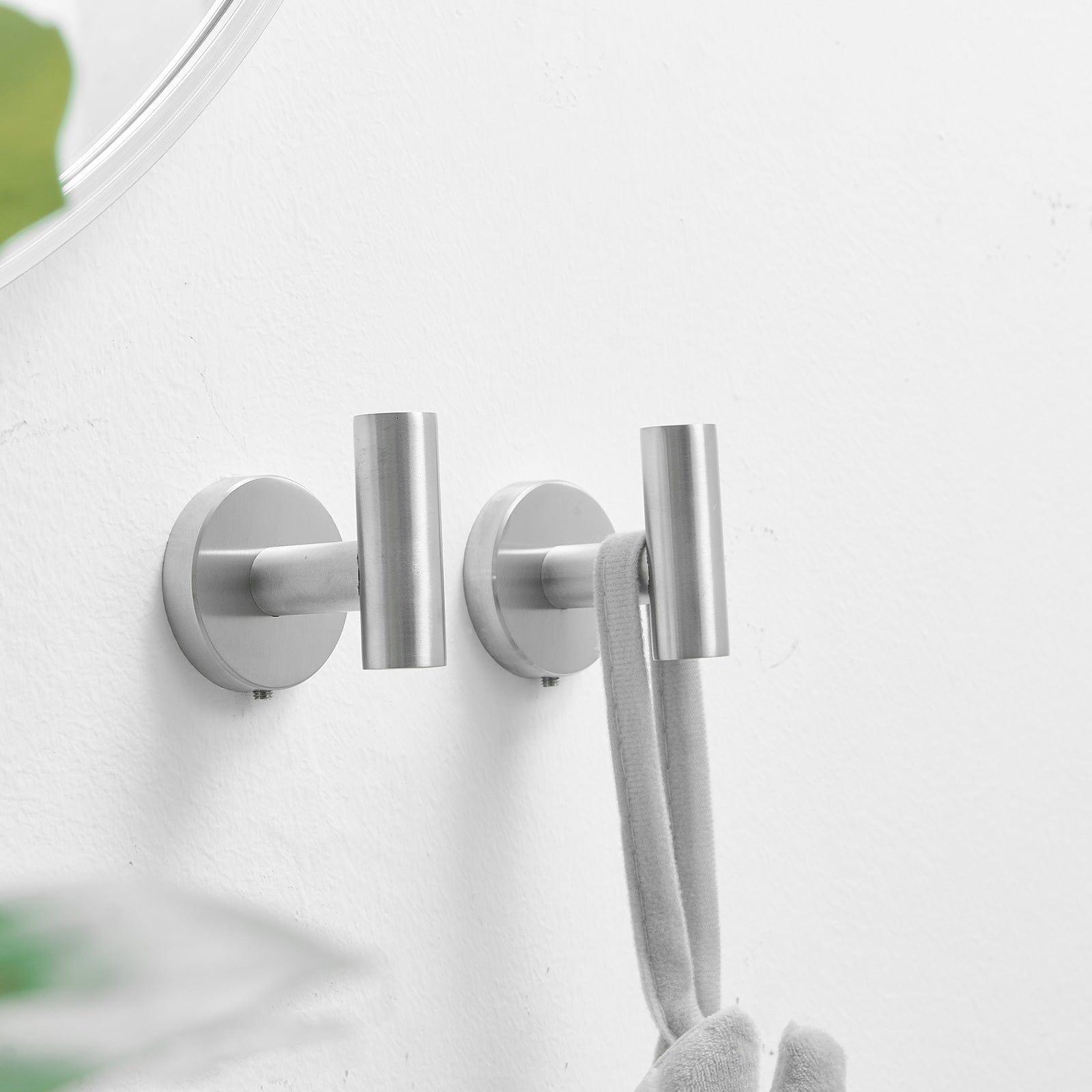 Shop Round Bathroom Robe Hook and Towel Hook in Brushed Nickel (2-Pack) Mademoiselle Home Decor