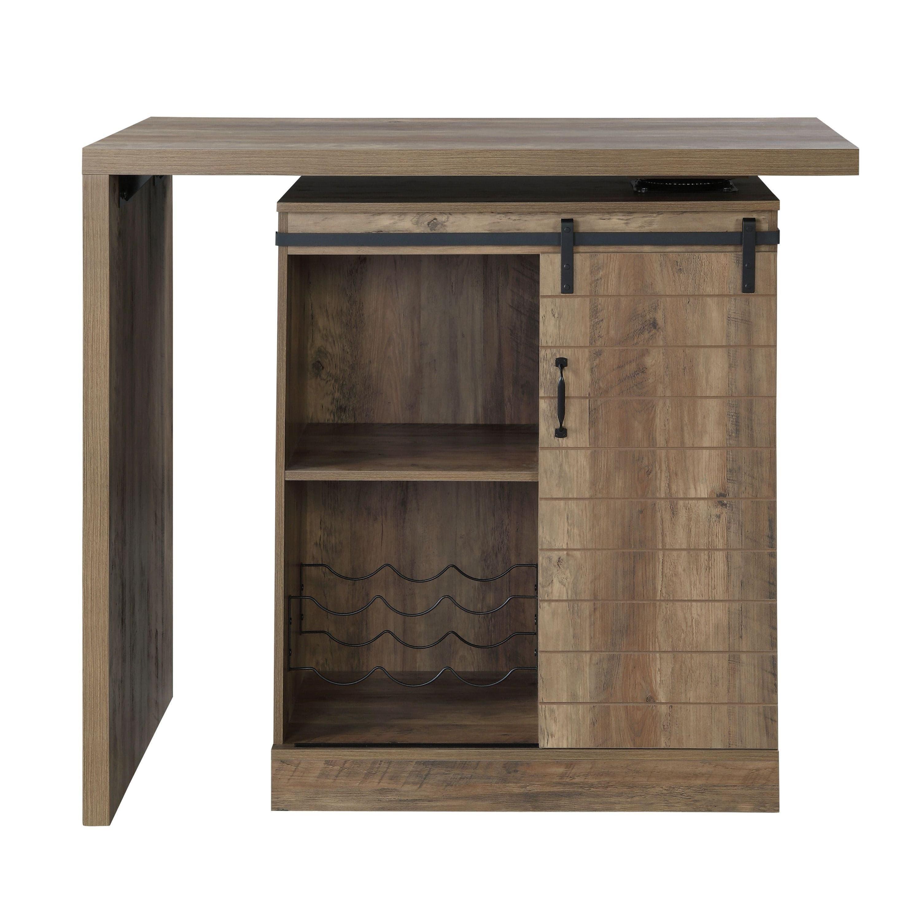 Shop ACME Quillon Bar Table, Rustic Oak Finish DN00153 Mademoiselle Home Decor