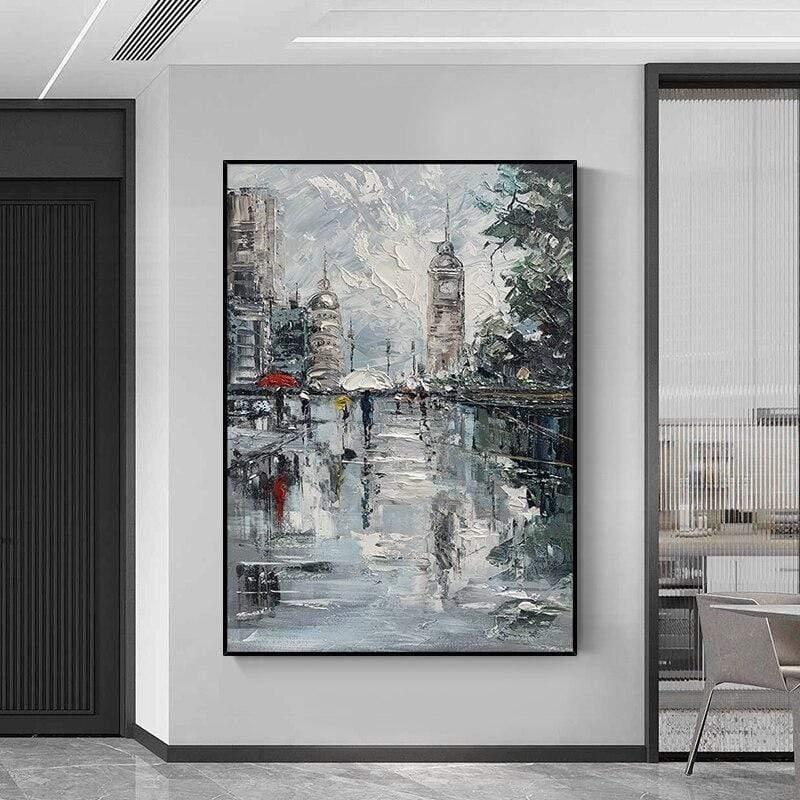 Shop 0 Knife Landscaple Oil Painting Northern Europe Light Luxury Style Decorative City Palette Knife Oil Painting Art Paintings Mademoiselle Home Decor