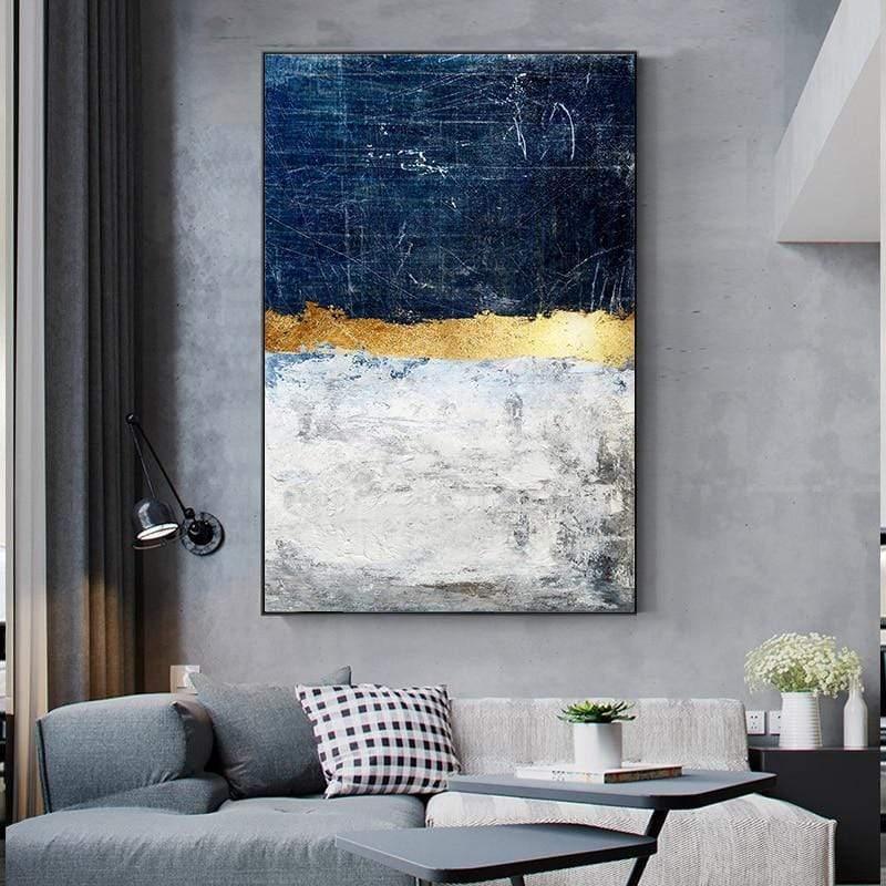 Shop 0 Abstract Gold Foil Block Painting Blue Poster Print Modern Golden Wall Art Picture for Living Room Navy Decor Big Size Tableaux Mademoiselle Home Decor