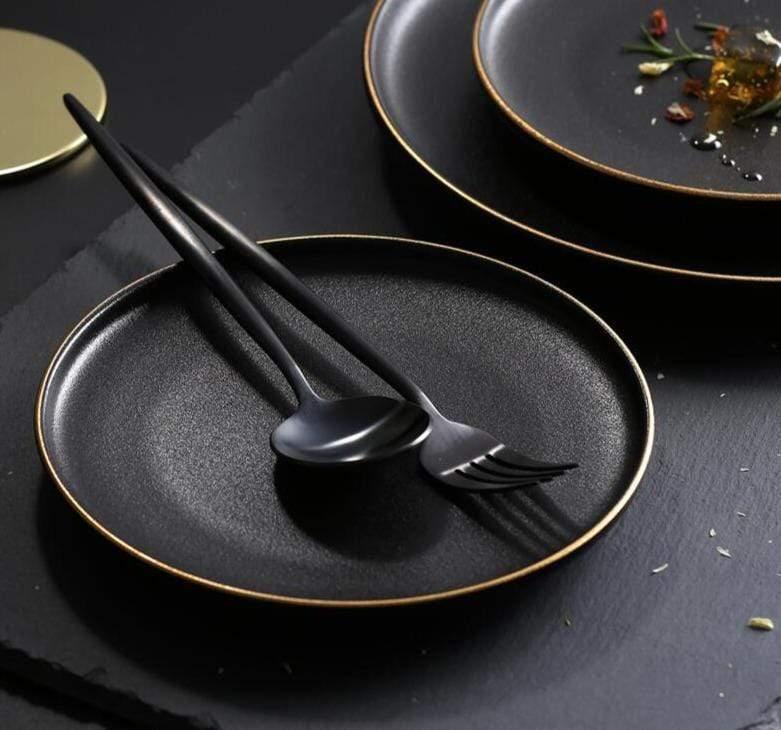 Shop Black & Gold / Small lauvere Plate Set Mademoiselle Home Decor