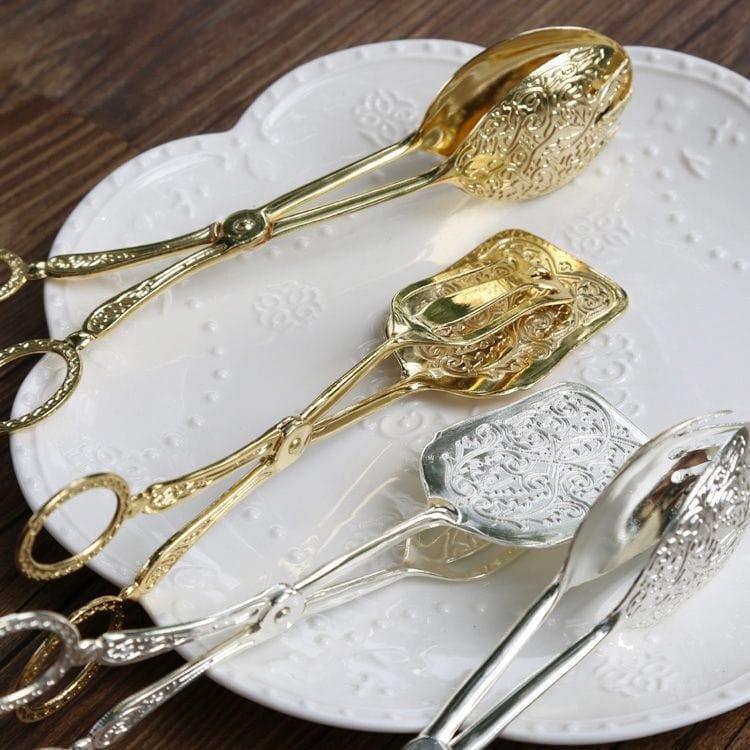 Shop 0 Food Tong Gold-plated Snack Cake Clip Salad Bread Pastry Clamp Baking Barbecue Tool Fruit Salad Cake Clip Kitchen Utensils Mademoiselle Home Decor