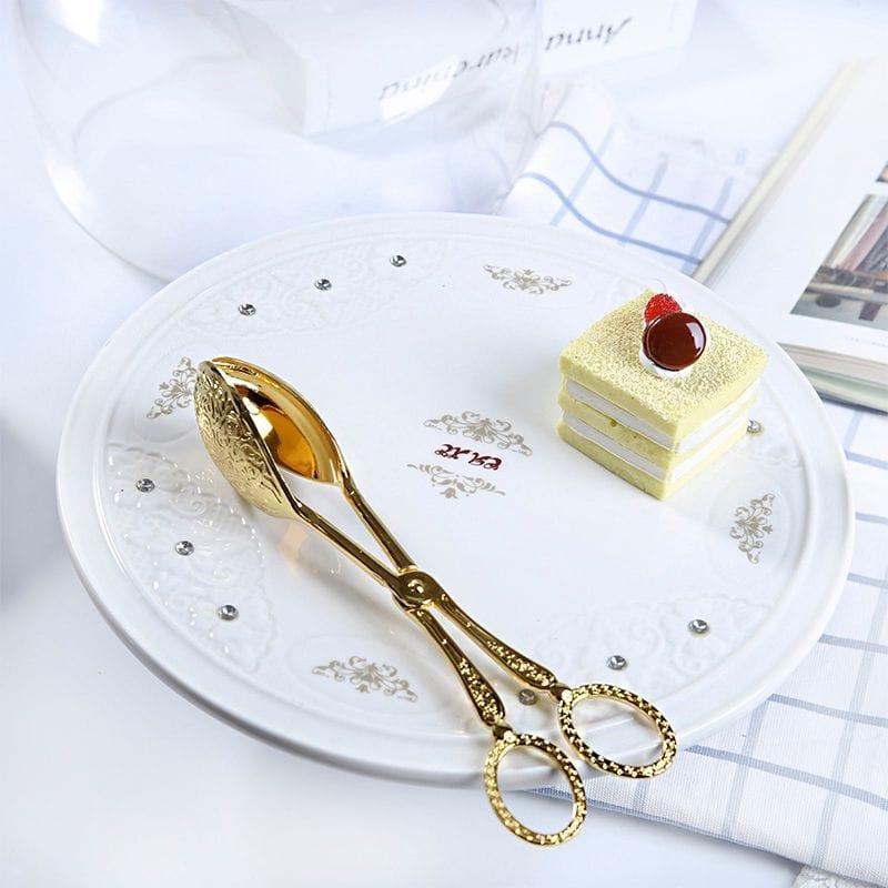 Shop 0 Food Tong Gold-plated Snack Cake Clip Salad Bread Pastry Clamp Baking Barbecue Tool Fruit Salad Cake Clip Kitchen Utensils Mademoiselle Home Decor