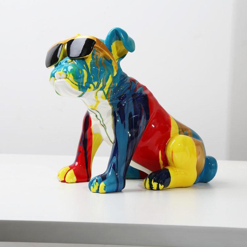 Shop 0 Multi-Colored / 28.5X10.5X19CM Nordic Painting Art English Bulldog Creative Resin Crafts Home Decoration Wine Cabinet Office Decor Resin Crafts Gift Anime Mademoiselle Home Decor