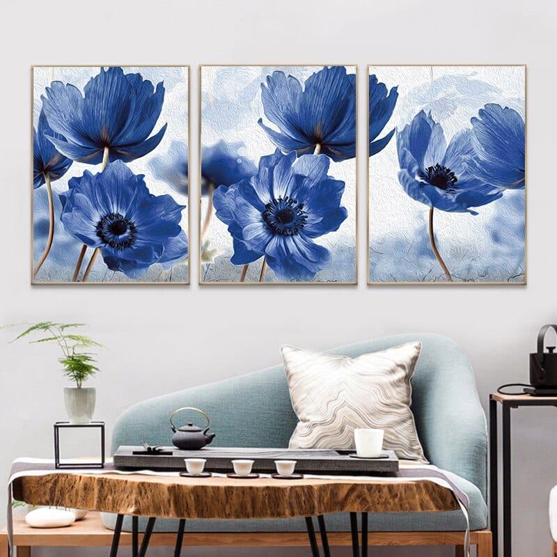 Shop 0 Floral Botanical Canvas Print Abstract Blue Flower Plant Poster Nordic Style Wall Art Painting Scandinavian Decoration Picture Mademoiselle Home Decor