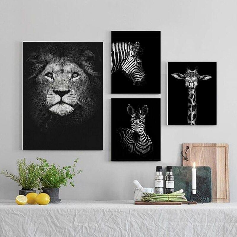 Shop 0 Animal Realist Black White Print Nordic Canvas Painting Poster Home Decor Wall Print Giraffe Elephant Zebra Living Room Bedroom Mademoiselle Home Decor