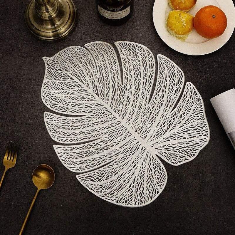 Shop 0 Silver L003 / 6 pieces New environmental protection pure color Nordic insulated Western meal mat hotel PVC hollow non-skid table mat drink coasters Mademoiselle Home Decor