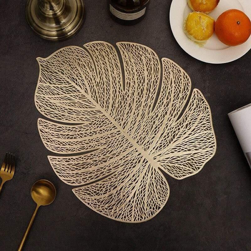Shop 0 Light gold L003 / 6 pieces New environmental protection pure color Nordic insulated Western meal mat hotel PVC hollow non-skid table mat drink coasters Mademoiselle Home Decor