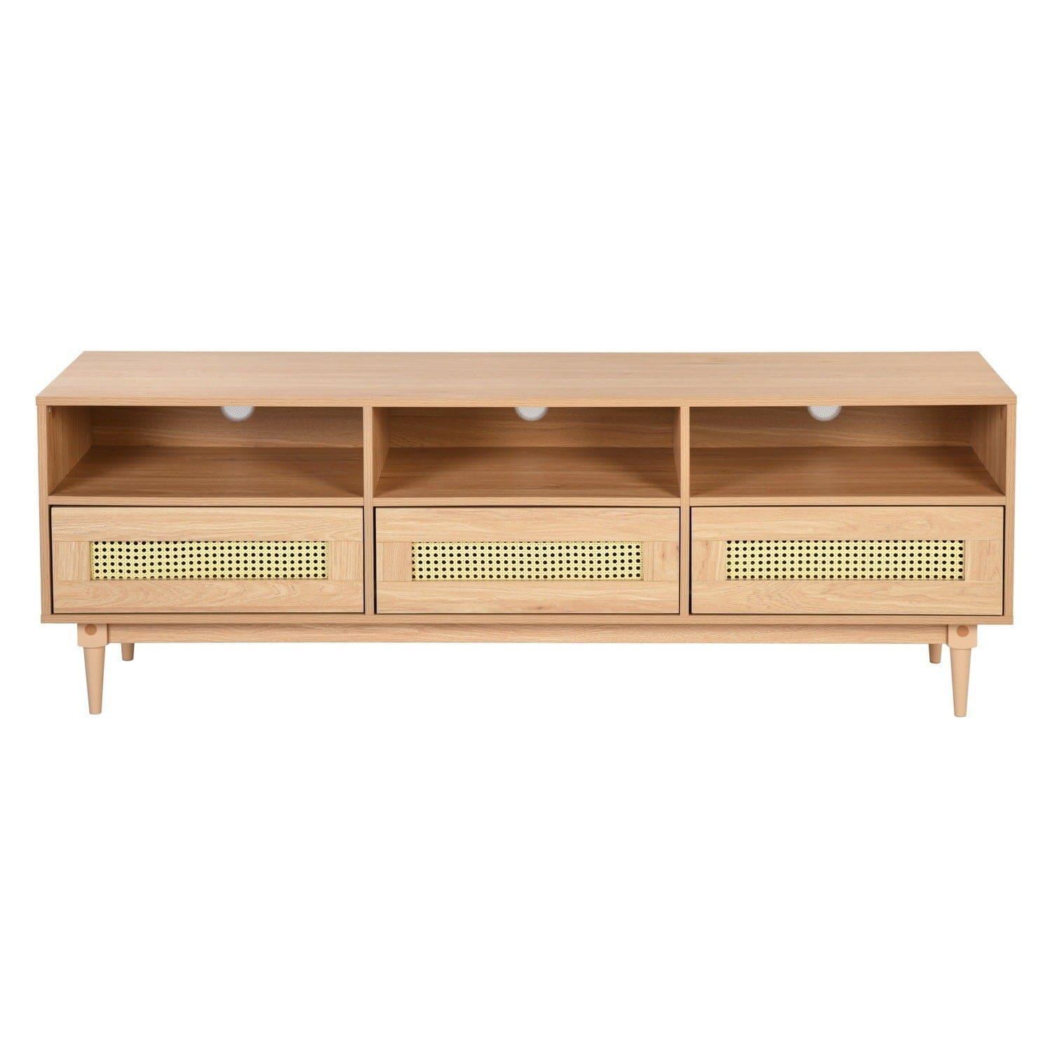 Shop 64" TV Stand for 65/70 inch TV Entertainment Cabinet Console with Rattan Storage Drawers for Living Media Room Mademoiselle Home Decor