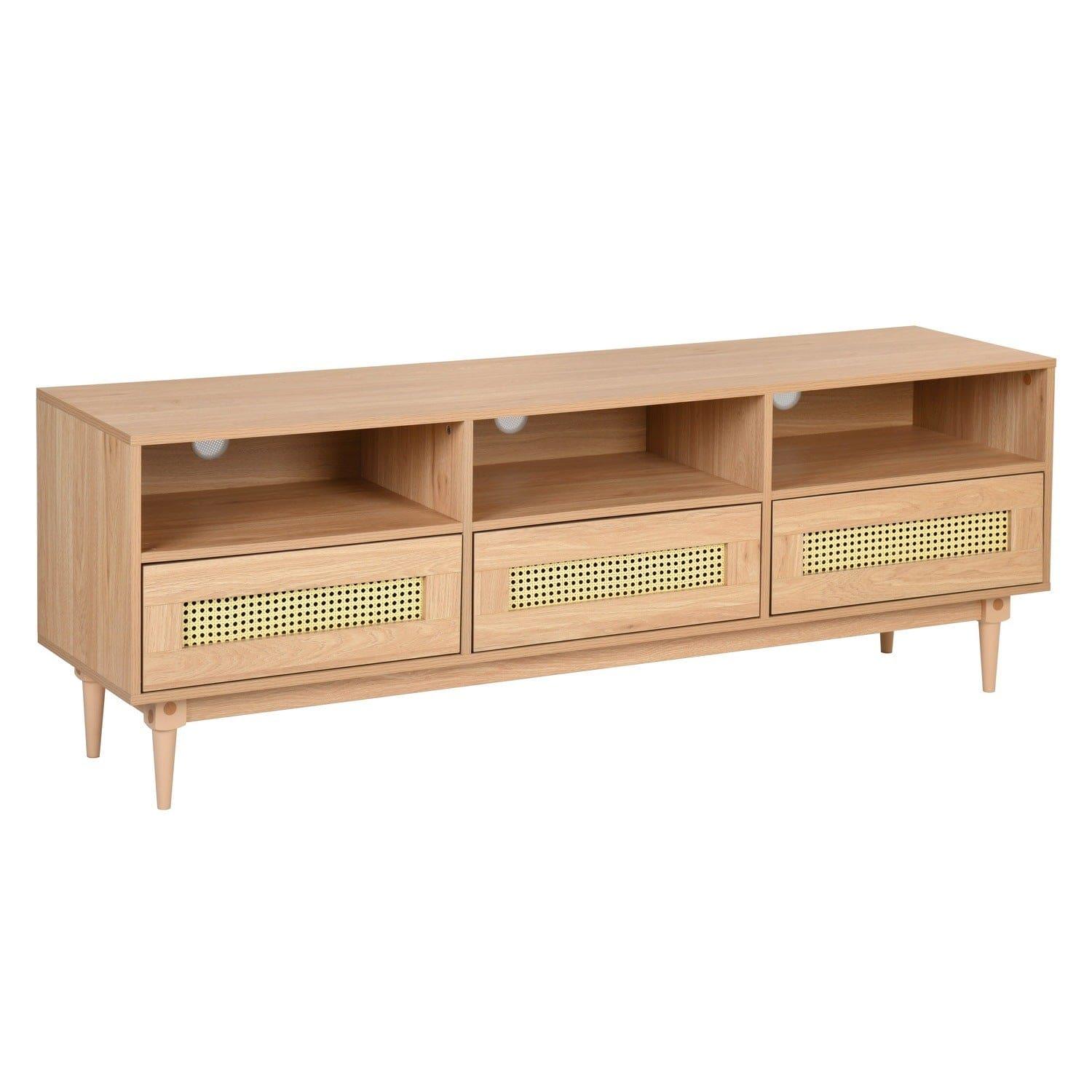 Shop 64" TV Stand for 65/70 inch TV Entertainment Cabinet Console with Rattan Storage Drawers for Living Media Room Mademoiselle Home Decor