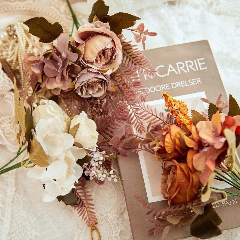 Shop 0 Autumn Artificial Flower Silk Peony Big Rose Bouquet Fake Flower for Wedding Table Gift Christmas Party Cake Boho Home DIY Decor Mademoiselle Home Decor